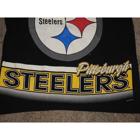 Vintage 1995 Steelers AOP Single Stitch T-Shirt Salem Sportswear Large Made USA - Picture 2 of 10